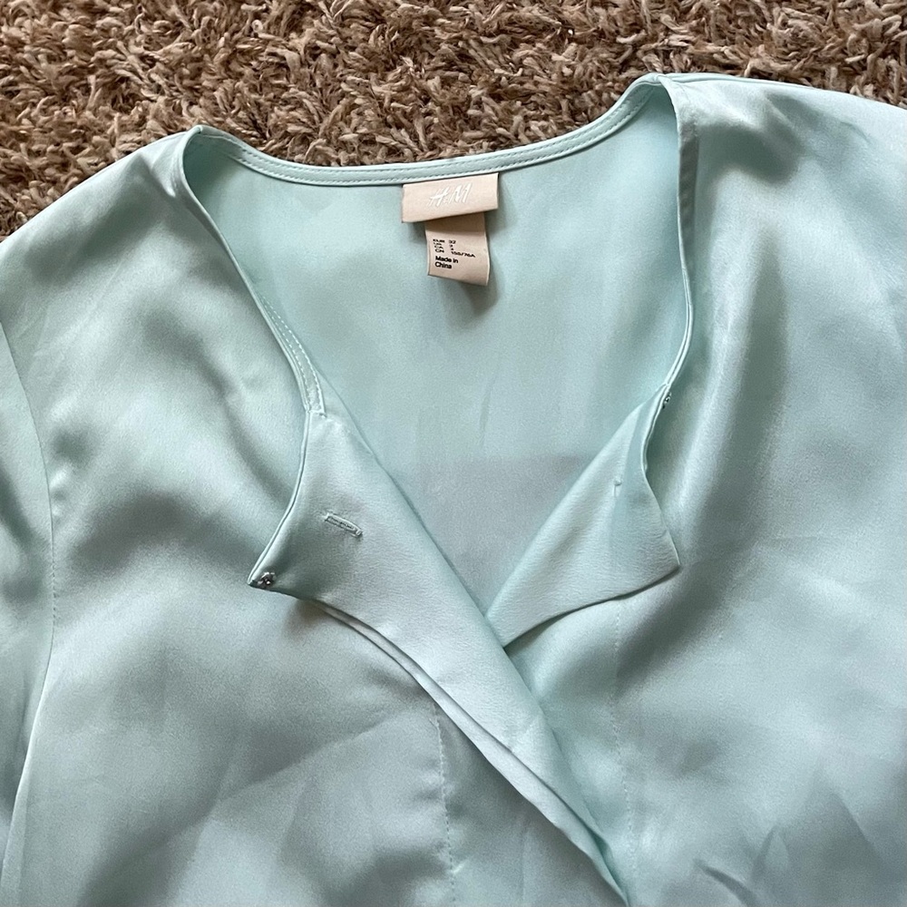 H&M Light Blue Satin Top
